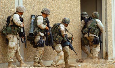 Marines storming house