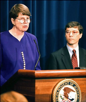 David Ogden had served under the Clinton administration: he appears here with Janet Reno, former U.S. Attorney General