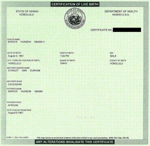 Is this the document Dr. Fukino calls a "birth certificate"?