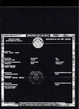 John F. Sweeney produced this edge-detection image of the  Certificate of Live Birth obtained by The Post & Email from a person  who had requested it from the Hawaii Department of Health