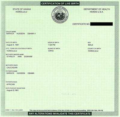  Barack Obama's "birth certificate"