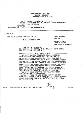 Motion to Intervene Denial Letter Page 1