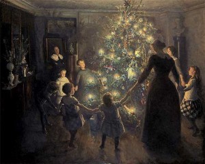 Christmas tree and family