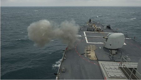 Navy ship on sea