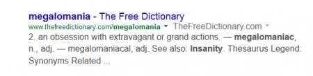 Megalomania Insanity