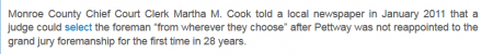 Martha M. Cook grand jury comments