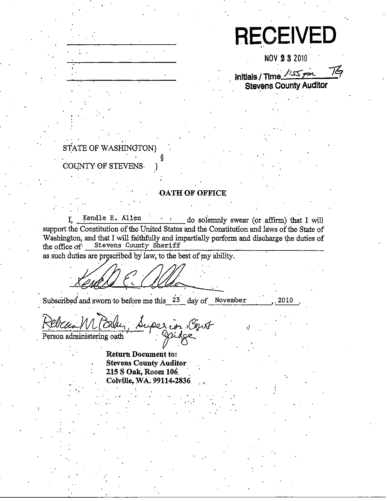Stevens County WA Oath Rasmussen2