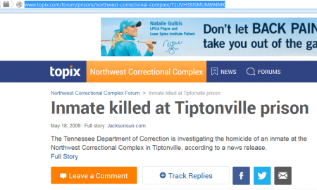 Inmate killed Tiptonville Prison