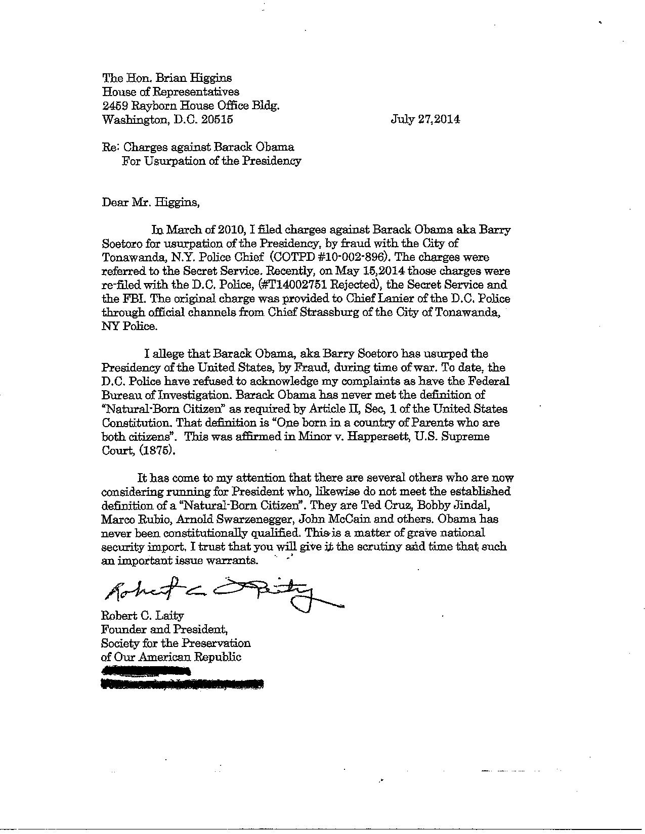 Robert Laity Letter to Higgins 07-27-14257