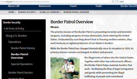 U.S. Border Patrol home page mission