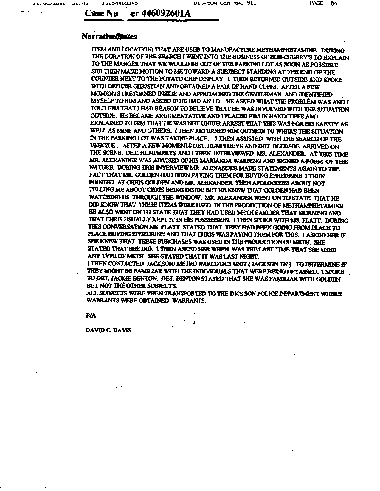 Timothy Baxter Meth Lab Report 2388