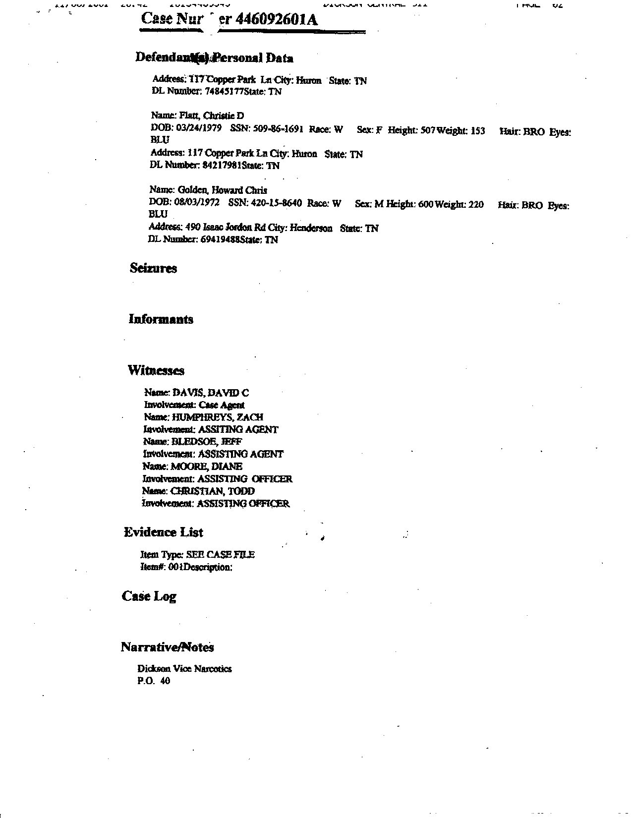 Timothy Baxter Meth Lab Report 3389