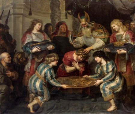 King Solomon being anointed