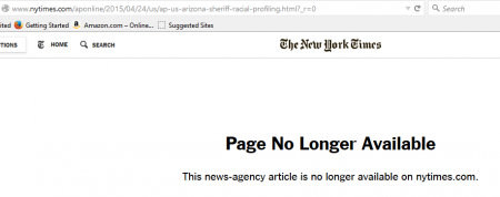 NY Times Arpaio Snow wife investigation no longer available 09-29-15