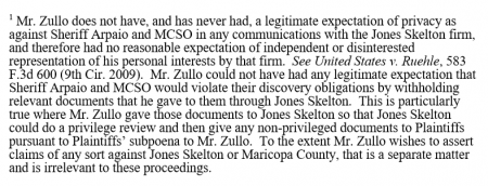 Melendres 11-02-15 Plaintiffs attorneys response