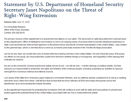 DHS domestic terrorist statement