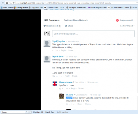 Breitbart sixth screenshot search for words