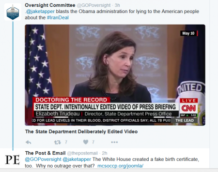 P&E response to Oversight Committee Tweet Jake Tapper