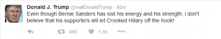 Trump Tweet Sanders 07-24-16