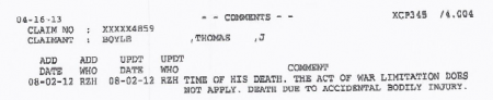 Boyle Aetna claim notes snip