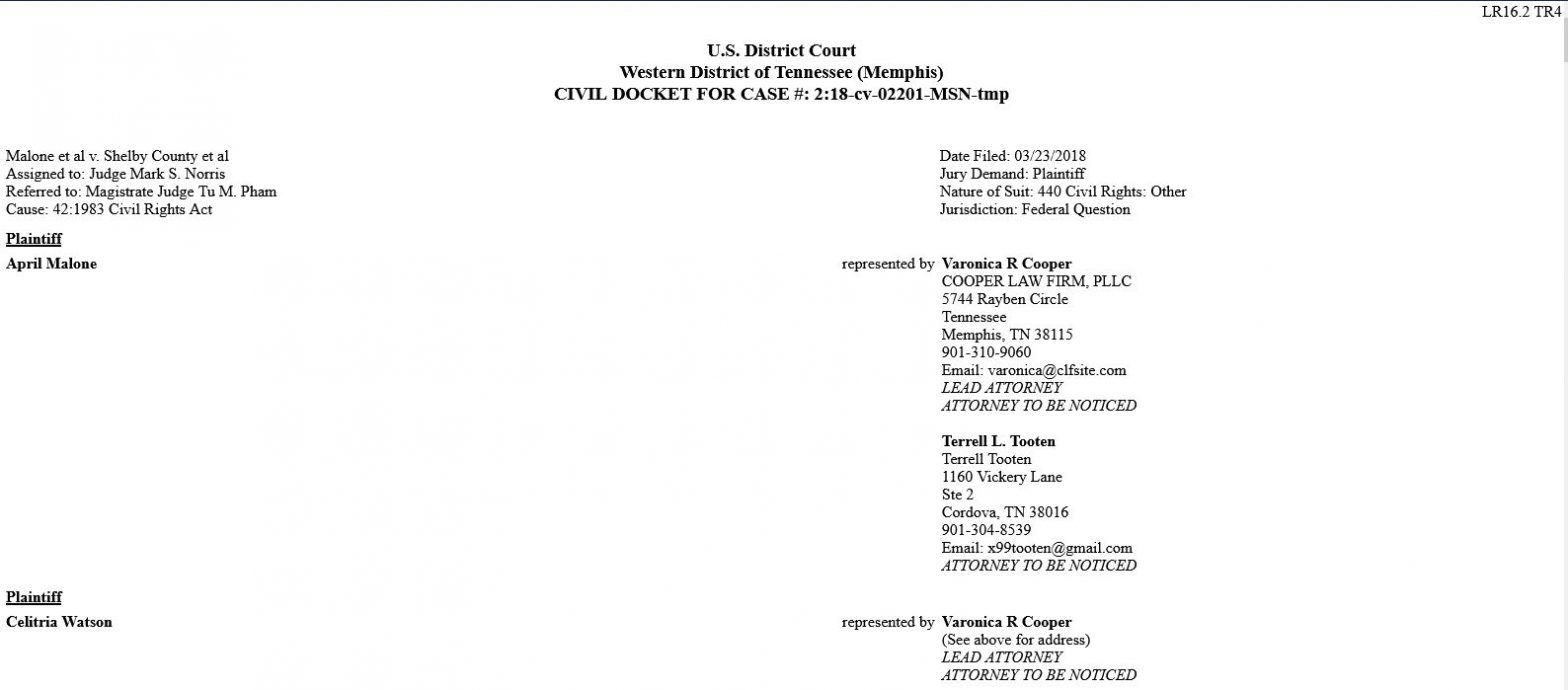Civil-Rights Lawsuit against City of Memphis Proceeding