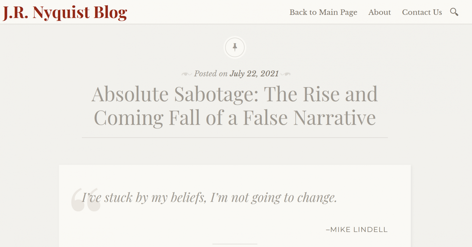 Absolute Sabotage: The Rise and Coming Fall of a False Narrative