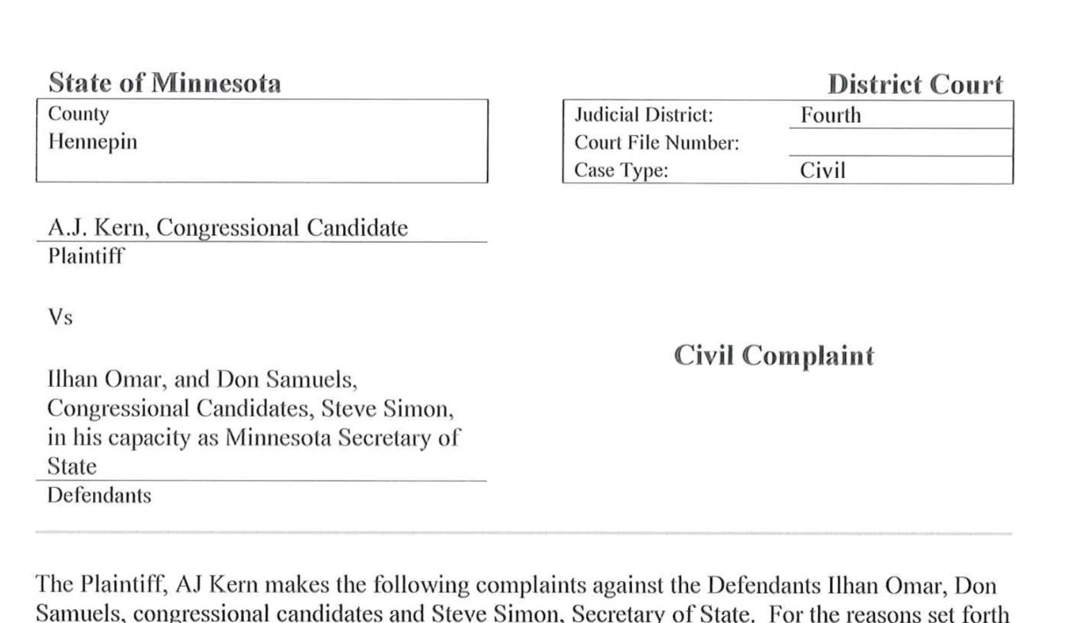 Primary Candidate Sues Ilhan Omar, Second Challenger for Proof of Eligibility