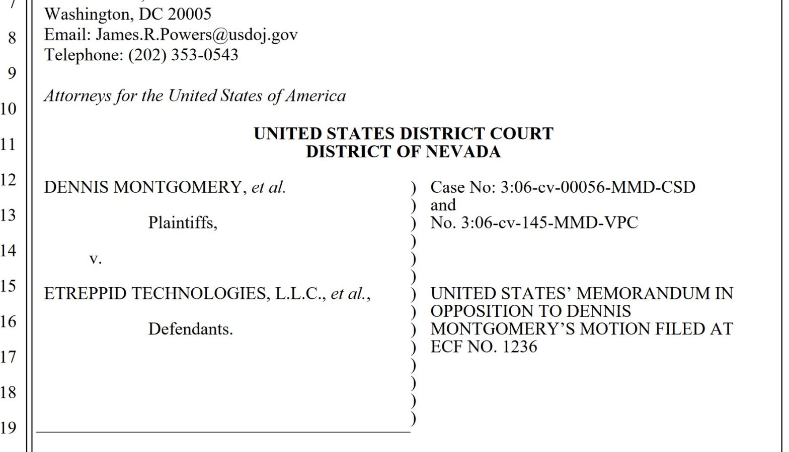 Government Responds to Montgomery’s Request to Lift Protective Order for Lindell Case