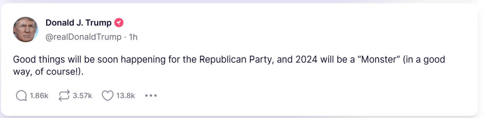 Trump Reiterates: “Good Things Happening for the Republican Party”