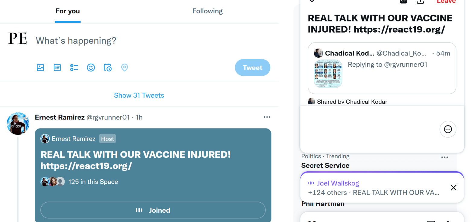 Vaccine-Injured Speak on Twitter Spaces about Next Steps
