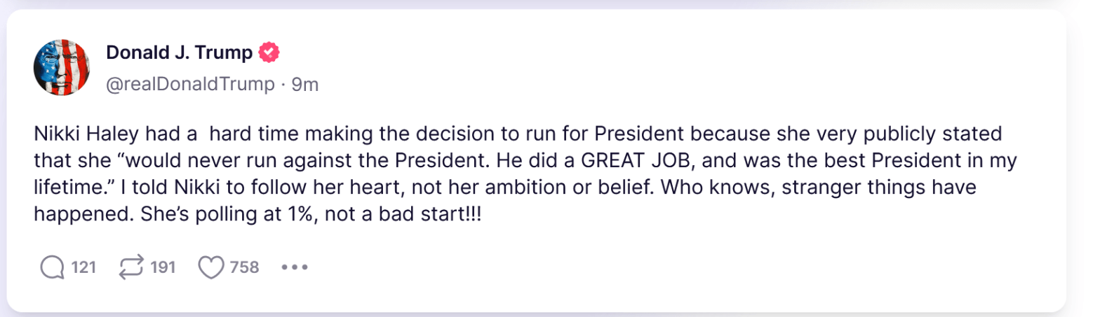Trump Weighs in on Haley Candidacy