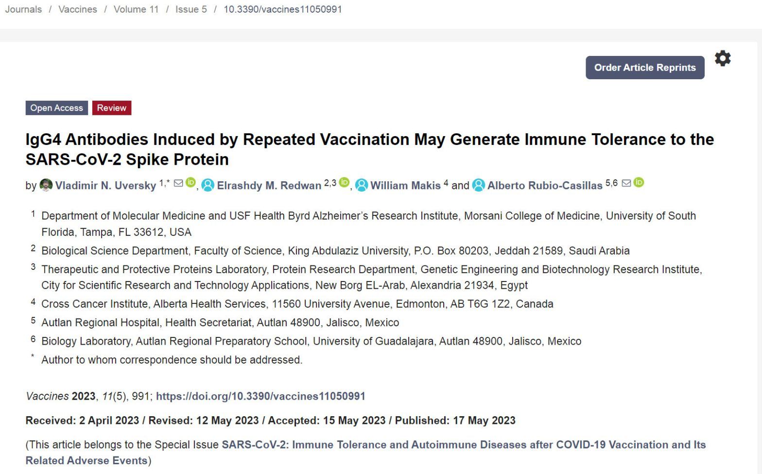Our 1st COVID-19 mRNA Vaccine Paper was Accepted & Went Viral! mRNA Vaccines Make IgG4 which Suppresses the Immune System, Causing COVID Re-infections, Autoimmune Diseases (Myocarditis) & Cancer!