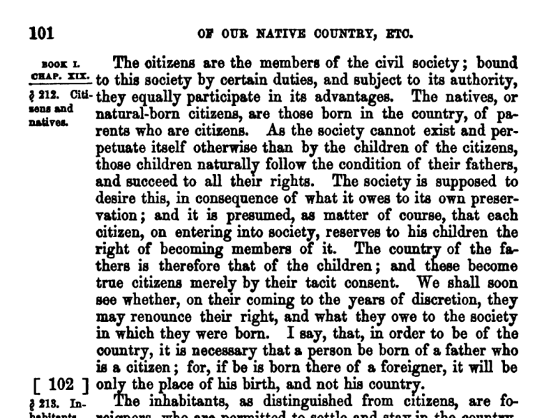 Exclusive:  Yahoo AI:  Vattel “Primary Authority” on “natural born Citizen”