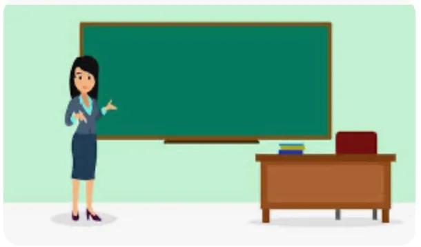 Smiling Person At Blackboard