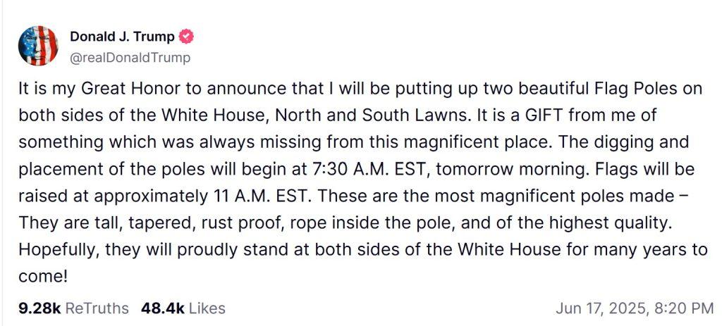 New Flagpoles at the White House