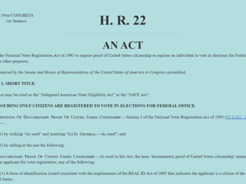The SAVE Act and the Voter ID Question