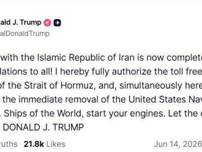 Trump:  Iran Agreement “Complete”