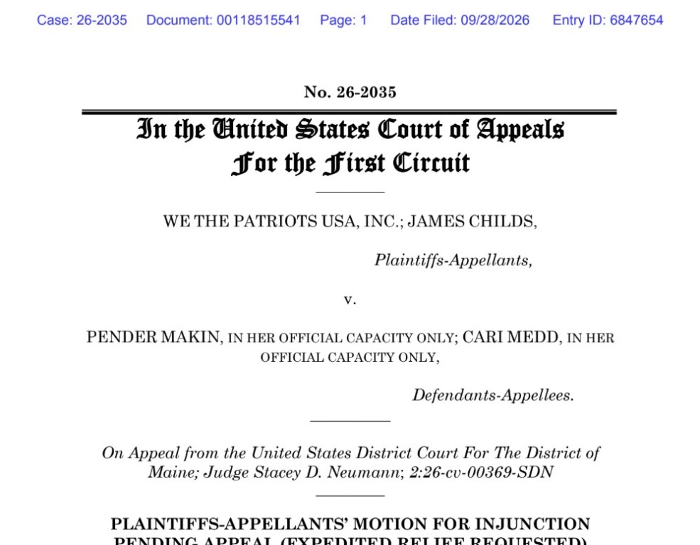 Appeal Filed with First Circuit on Maine Student-Vaccine Case